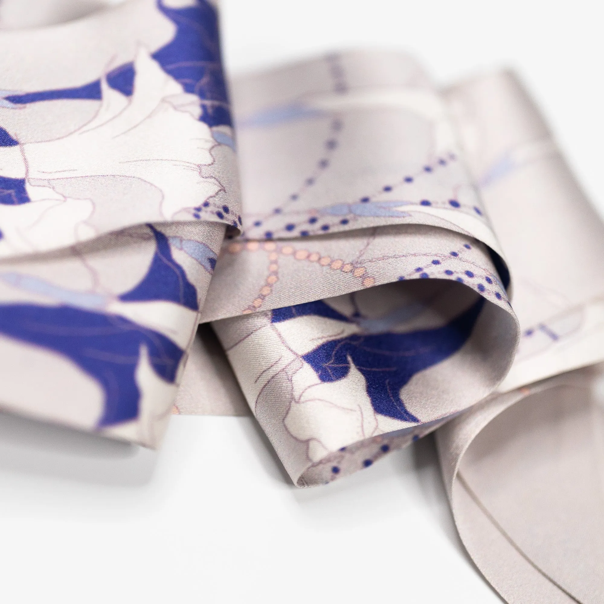 "Dadura" Silk Skinny Scarf - Silver Grey