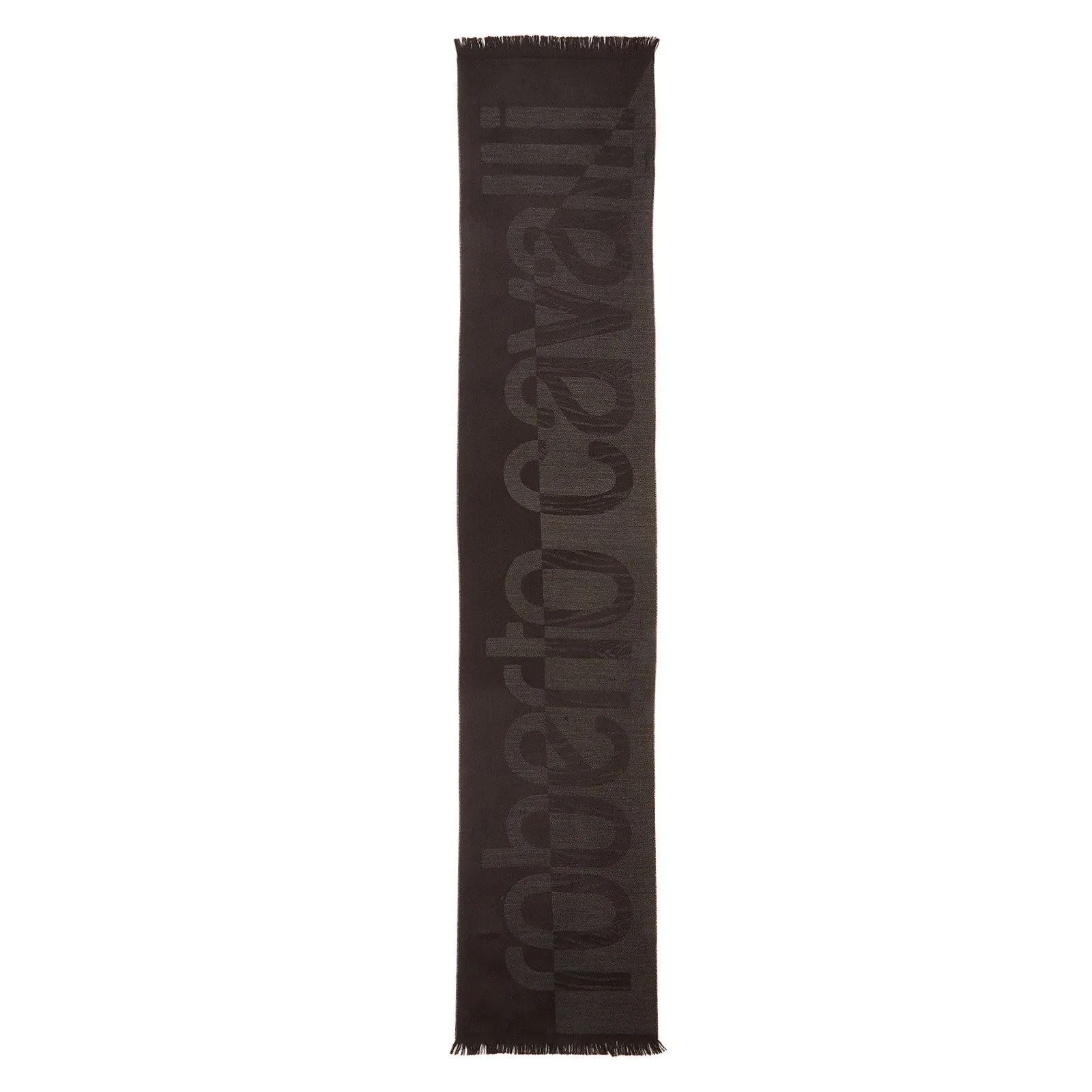 Roberto Cavalli black and navy Wool Blend Scarf