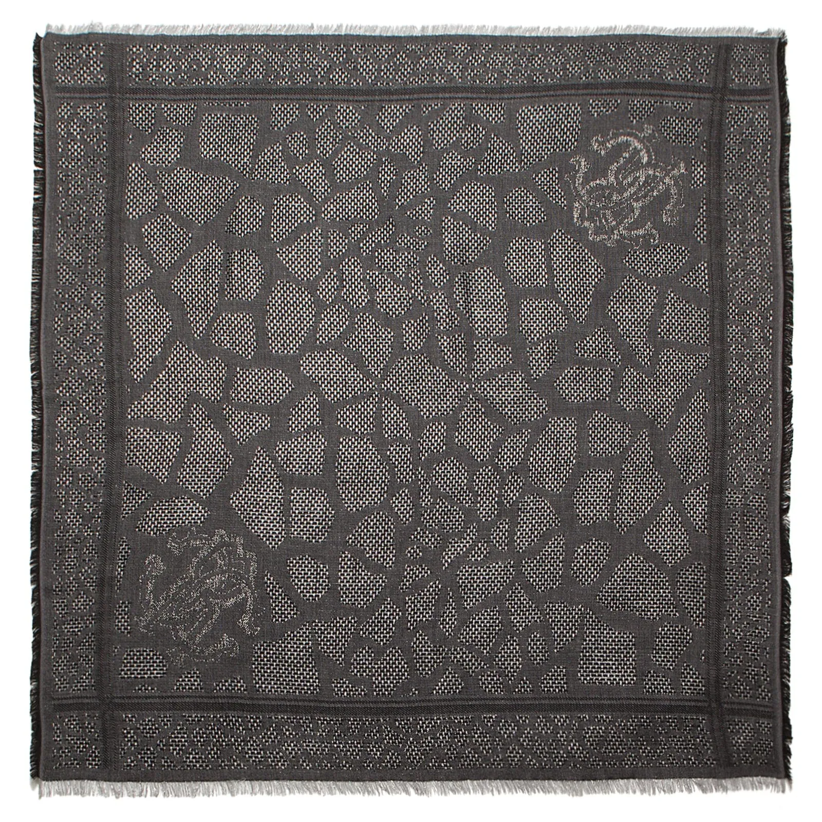 Roberto Cavalli black/silver Wool Blend Scarf