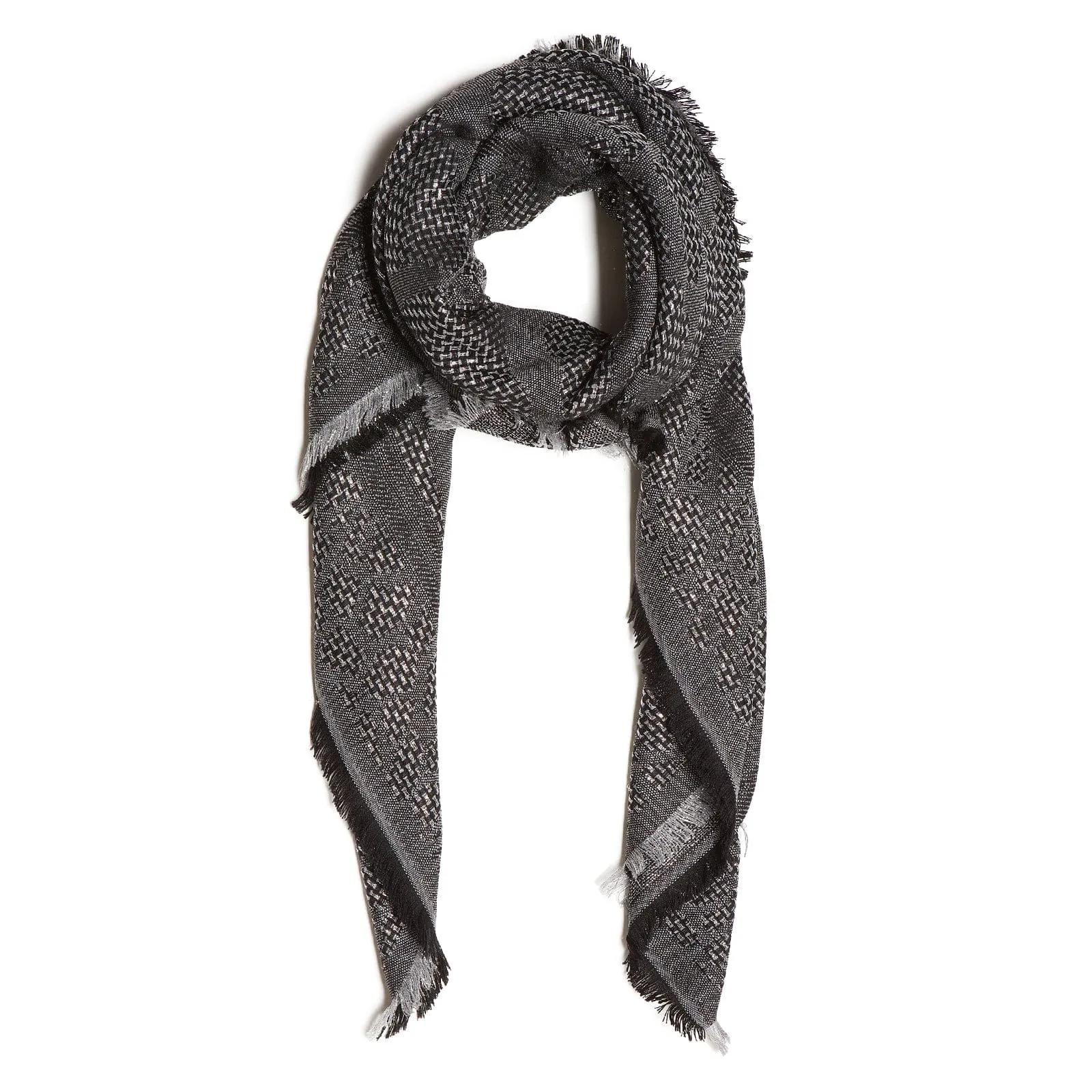 Roberto Cavalli black/silver Wool Blend Scarf