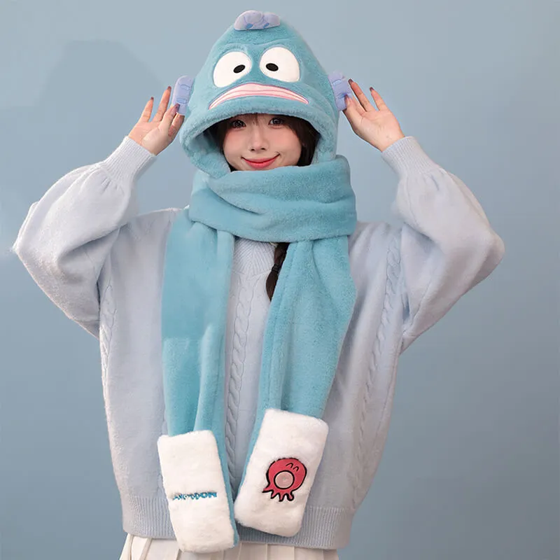 Sanrio Otomodachi Kigurumi 3 in 1 Fluffy Hat Scarf Mitten