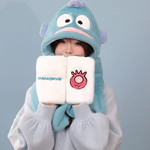 Sanrio Otomodachi Kigurumi 3 in 1 Fluffy Hat Scarf Mitten
