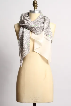 Silk Floral Silver Scarf