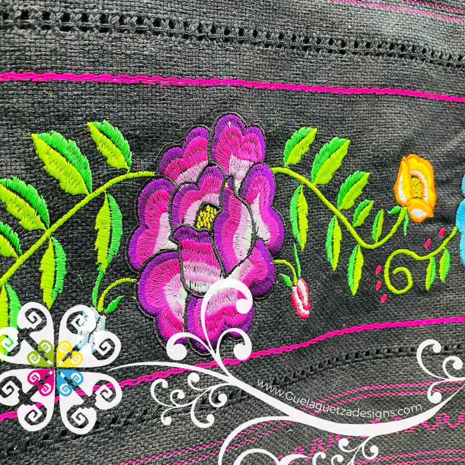 Tehuana Embroider Scarf- Artisan Pedal Loom Shawl