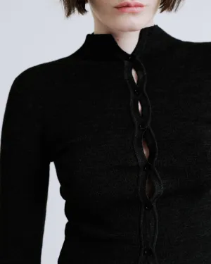 The Merino Multi Button Cropped Cardi - Black