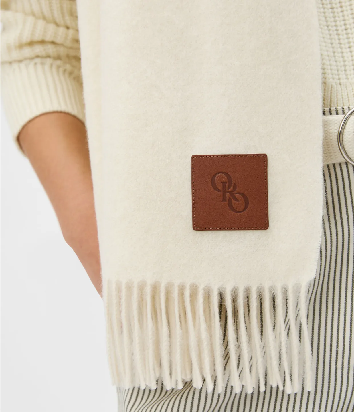 Woven Wool Scarf in Cream
